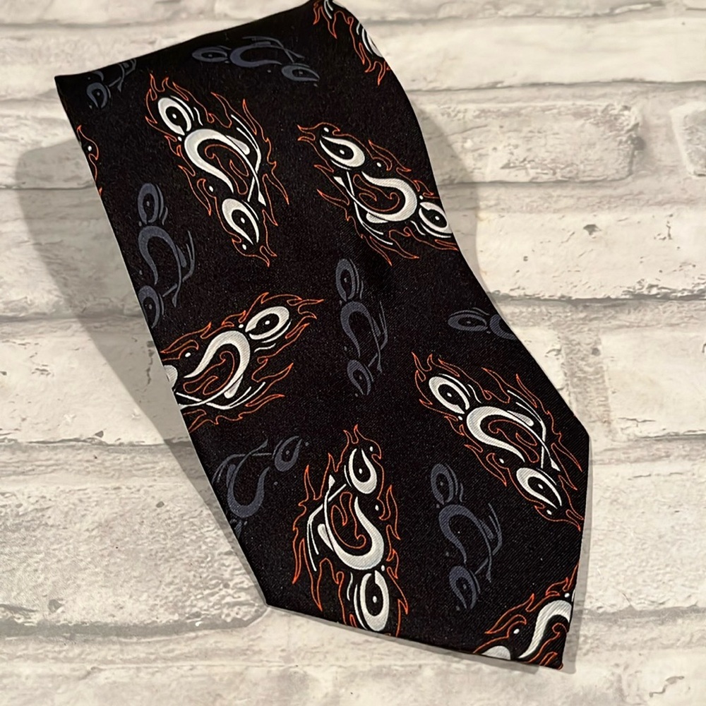 Vintage men’s tie Orange County Choppers OCC 2004 poly black white orange